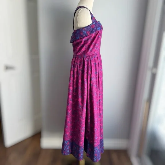 Vintage Suttles & Seawinds Floral Midi Dress Sz XS Pink Romantic Summer Canadian - Picture 8 of 16